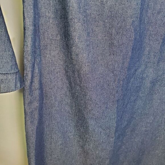 Draper James Ruffle Front Denim Dress Blue Cotton Size 4 - Picture 7 of 10